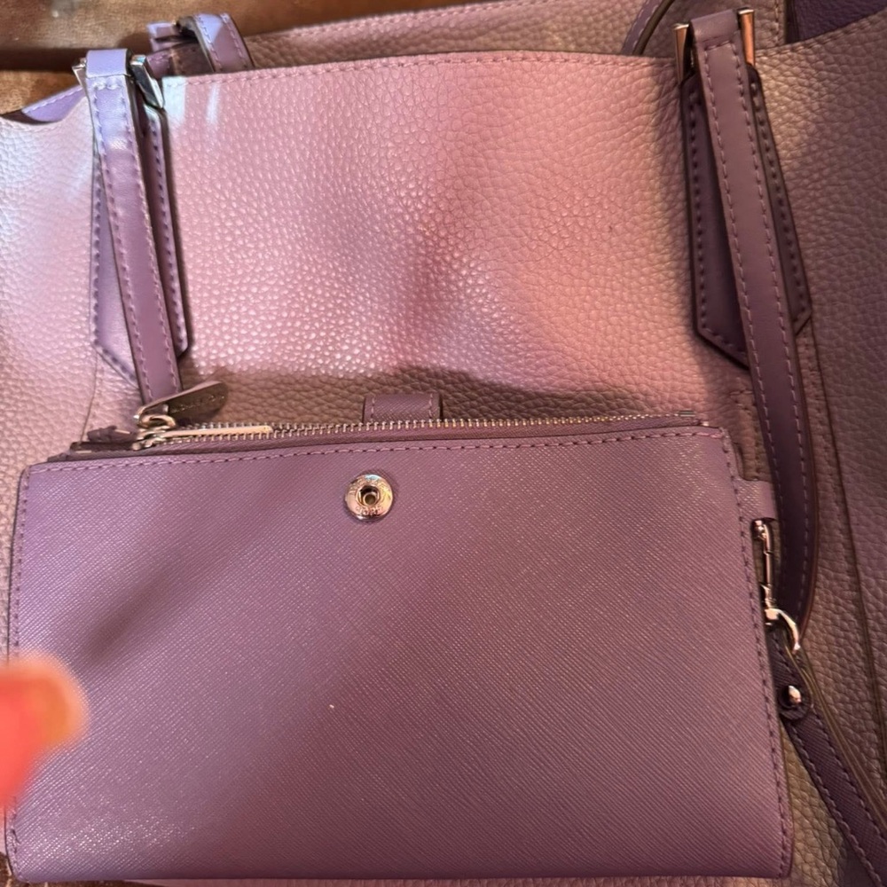 Purple Women's Tote Bag with Removable Pouch